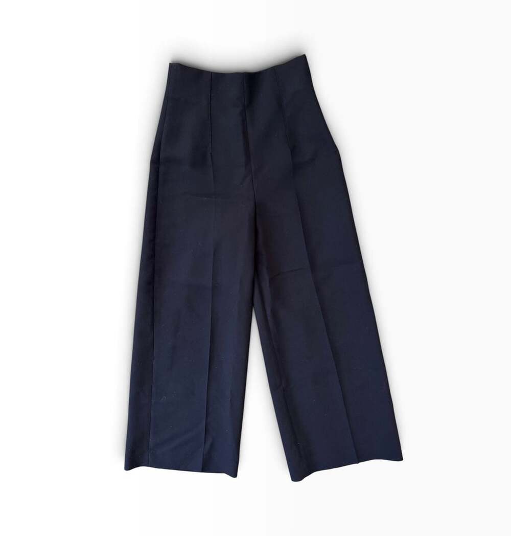 Zara Wide Leg Pants Size XS Black High Waist Cropped
